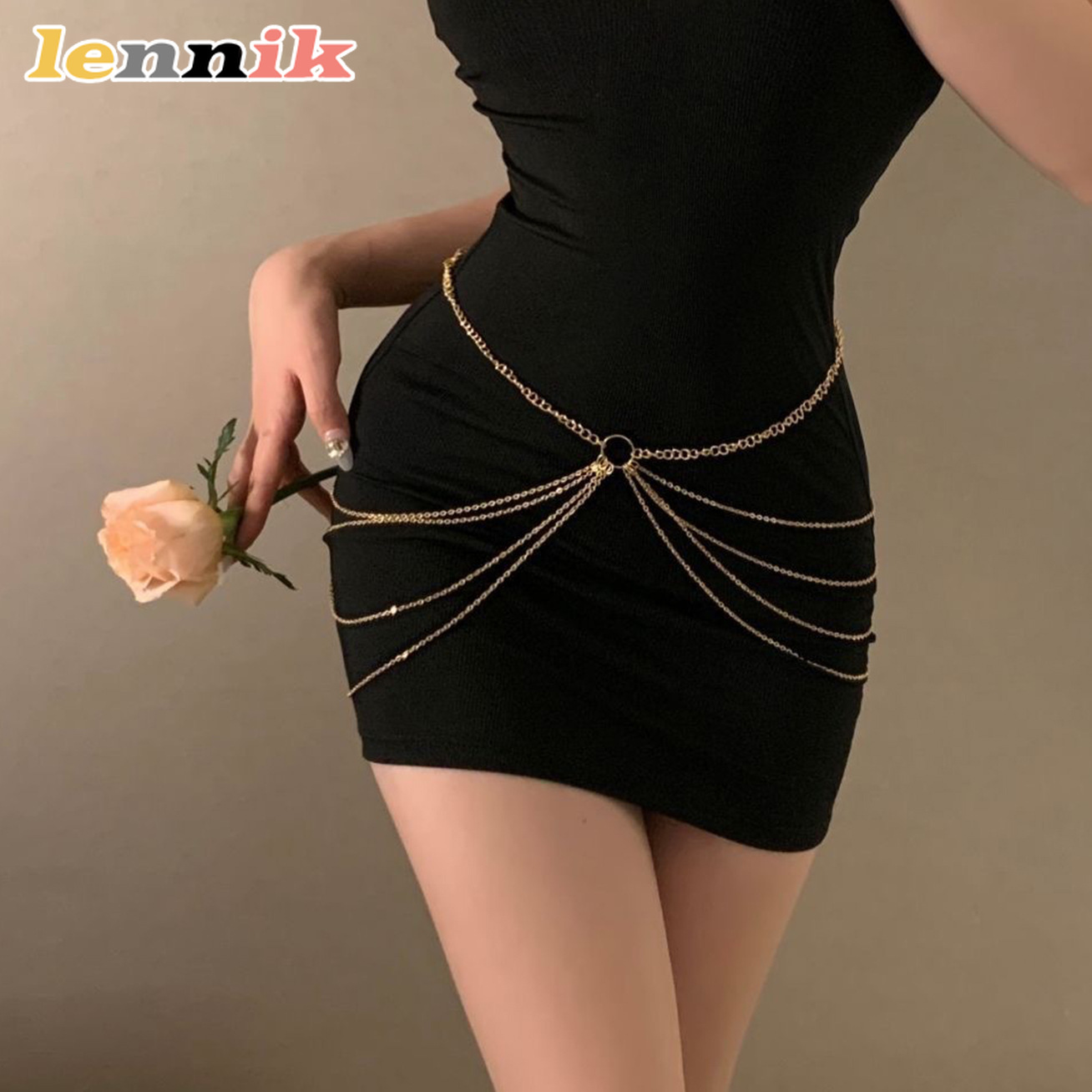 Body Jewelry In Bulk - LENNIK Tassel Metal Multi-Layer Waist Chain,