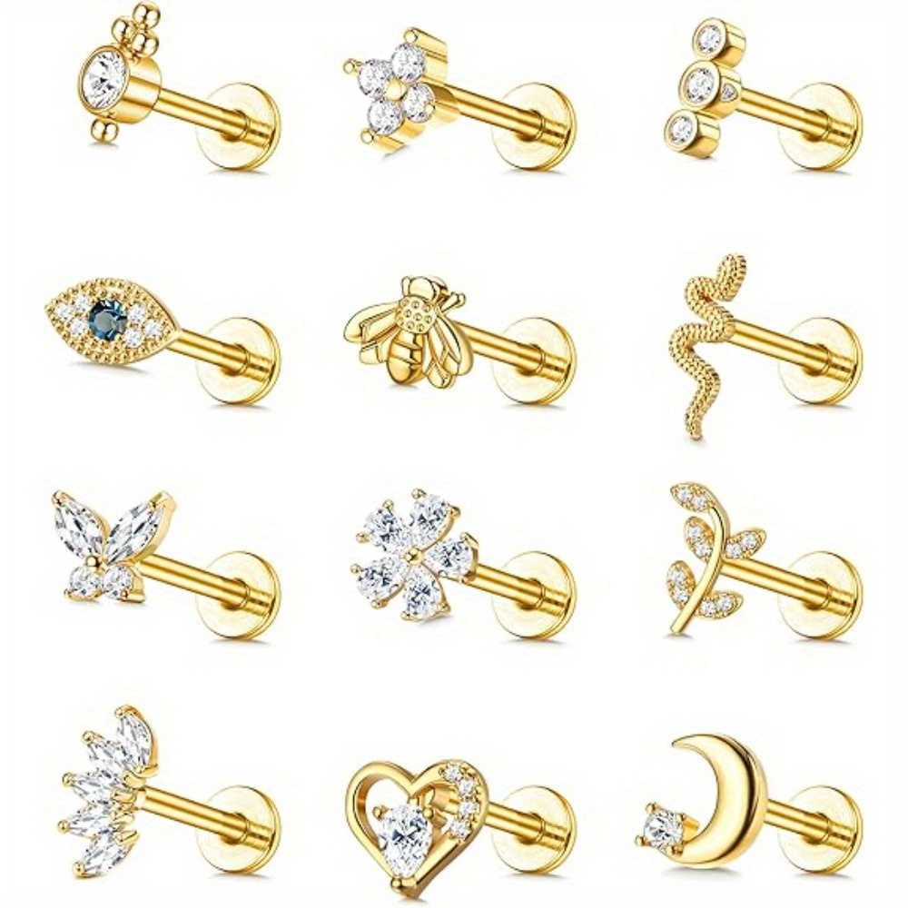 Body Jewelry Changing Kit - Drperfect 12Pcs Cartilage Stud Earring for