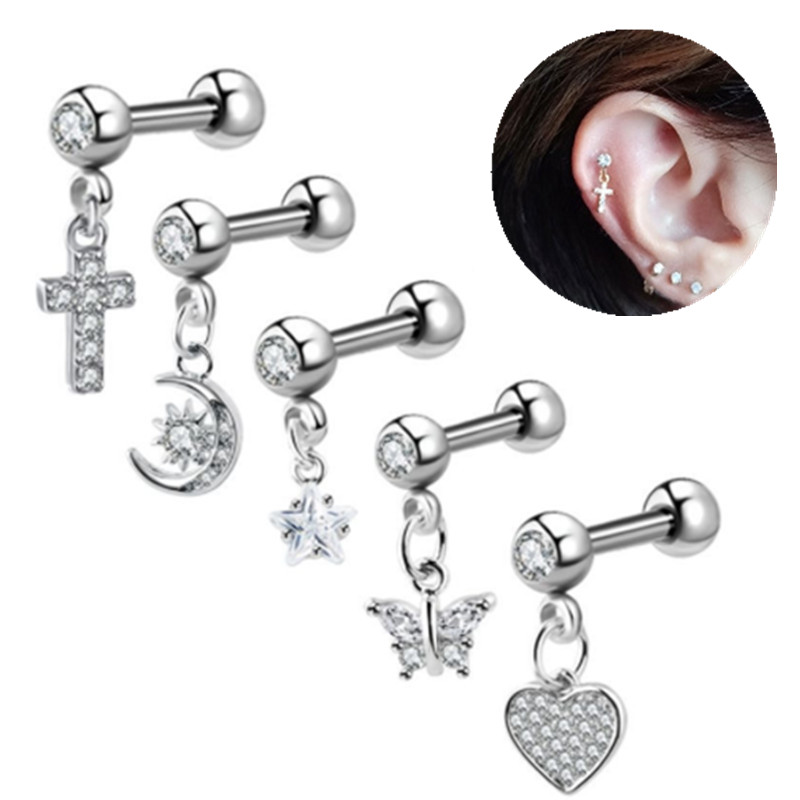 Rook Curved Barbell - 1PCS Moon Ear Cartilage Stud Earring