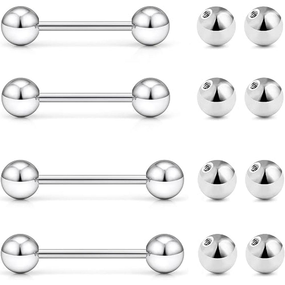 Tongue Barbell Straight - 12Pcs Set Tongue Rings Surgical Steel