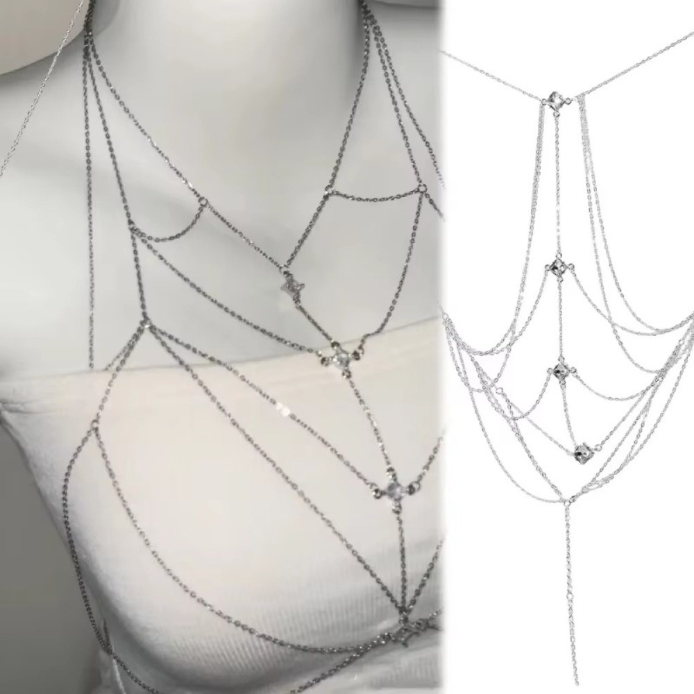 Glitter Rhinestone Bust Chain  - Body Jewelry Unique ulasan dan harga