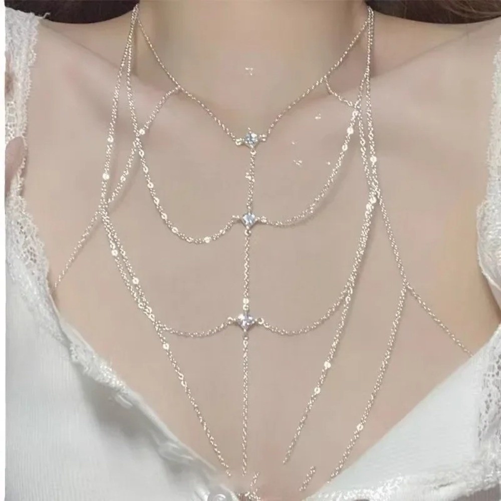 Glitter Rhinestone Bust Chain  - Body Jewelry Unique ulasan dan harga