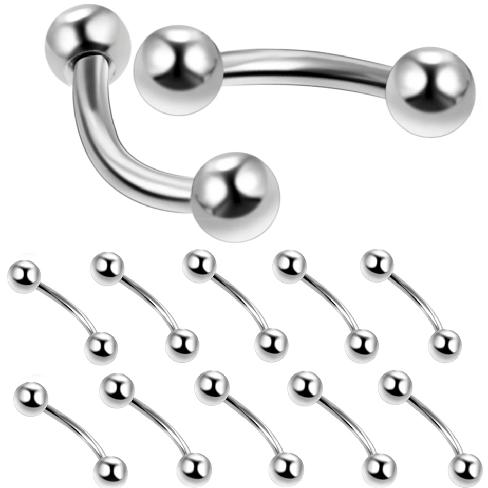 10Pcs/lot Steel Eyebrow Banana - Rook Curved Barbell ulasan dan harga