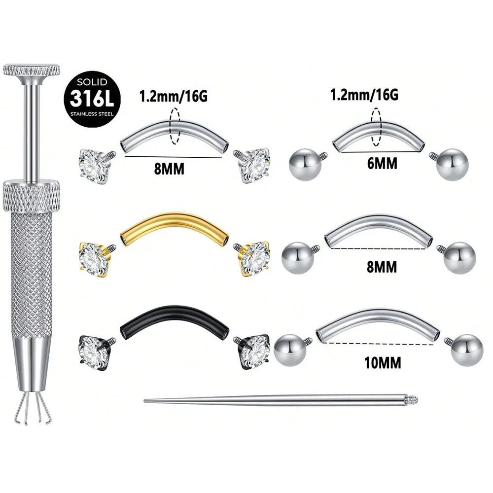 Internally Threaded Eyebrow Pi - Body Jewelry Vertical Labret ulasan dan harga