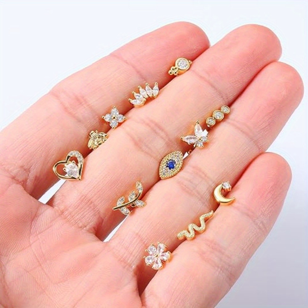 Drperfect 12Pcs Cartilage Stud - Body Jewelry Changing Kit ulasan dan harga