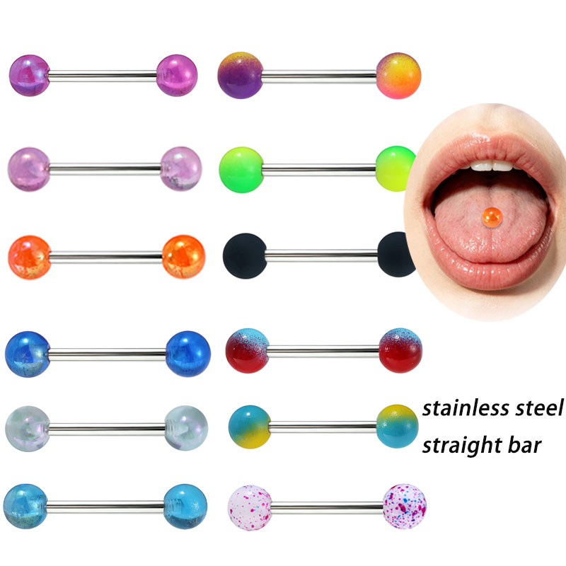 50pcs/lot Stainless Steel Stra - Tongue Barbell Straight ulasan dan harga