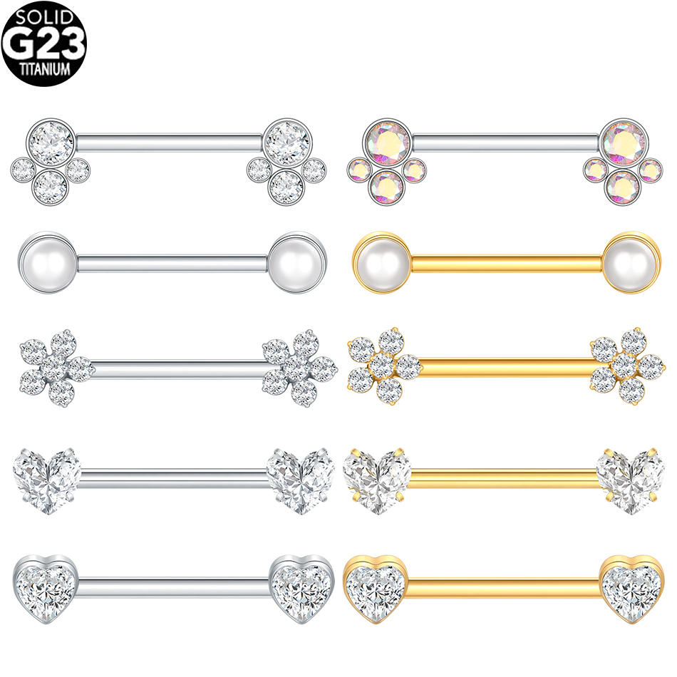 1/5Pcs Titanium Heart Nipple P - Tongue Barbell Straight ulasan dan harga