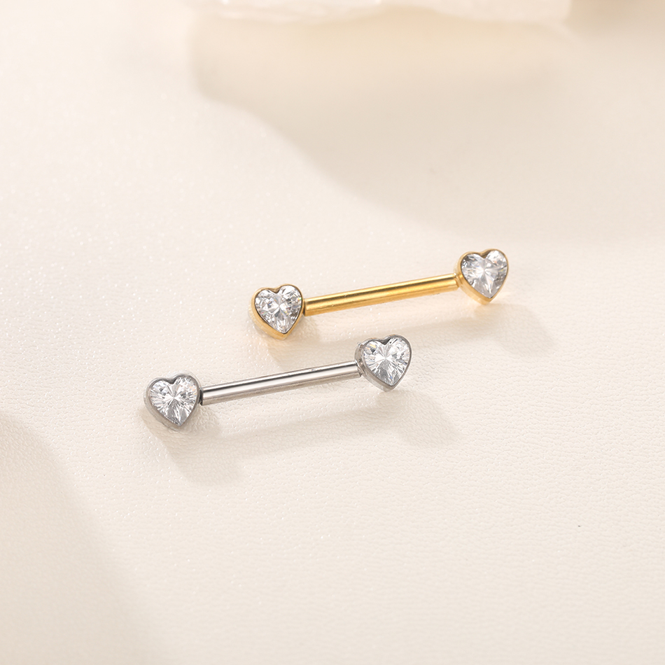 1/5Pcs Titanium Heart Nipple P - Tongue Barbell Straight ulasan dan harga