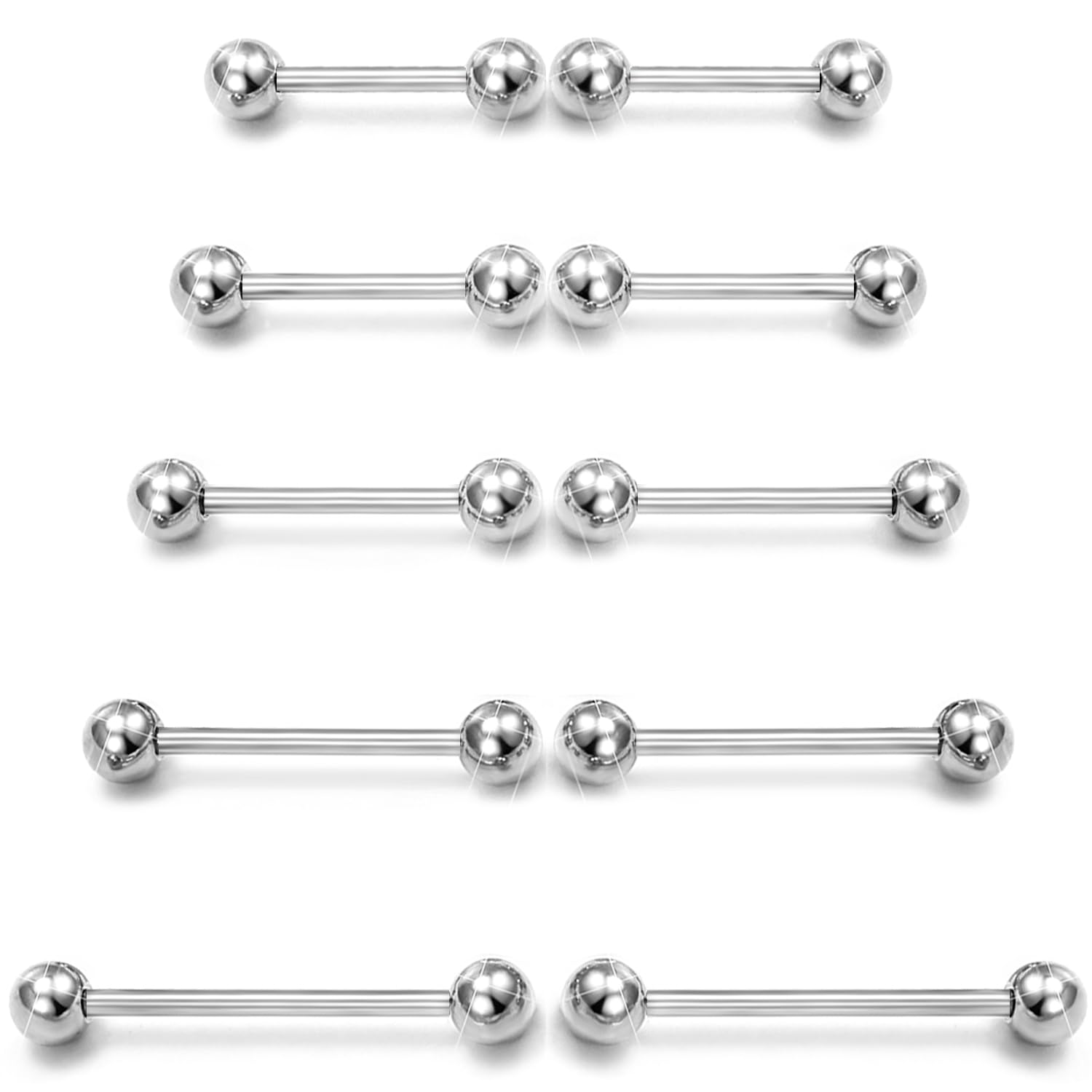 10pcs 14G Surgical Steel Strai - Tongue Barbell Straight ulasan dan harga