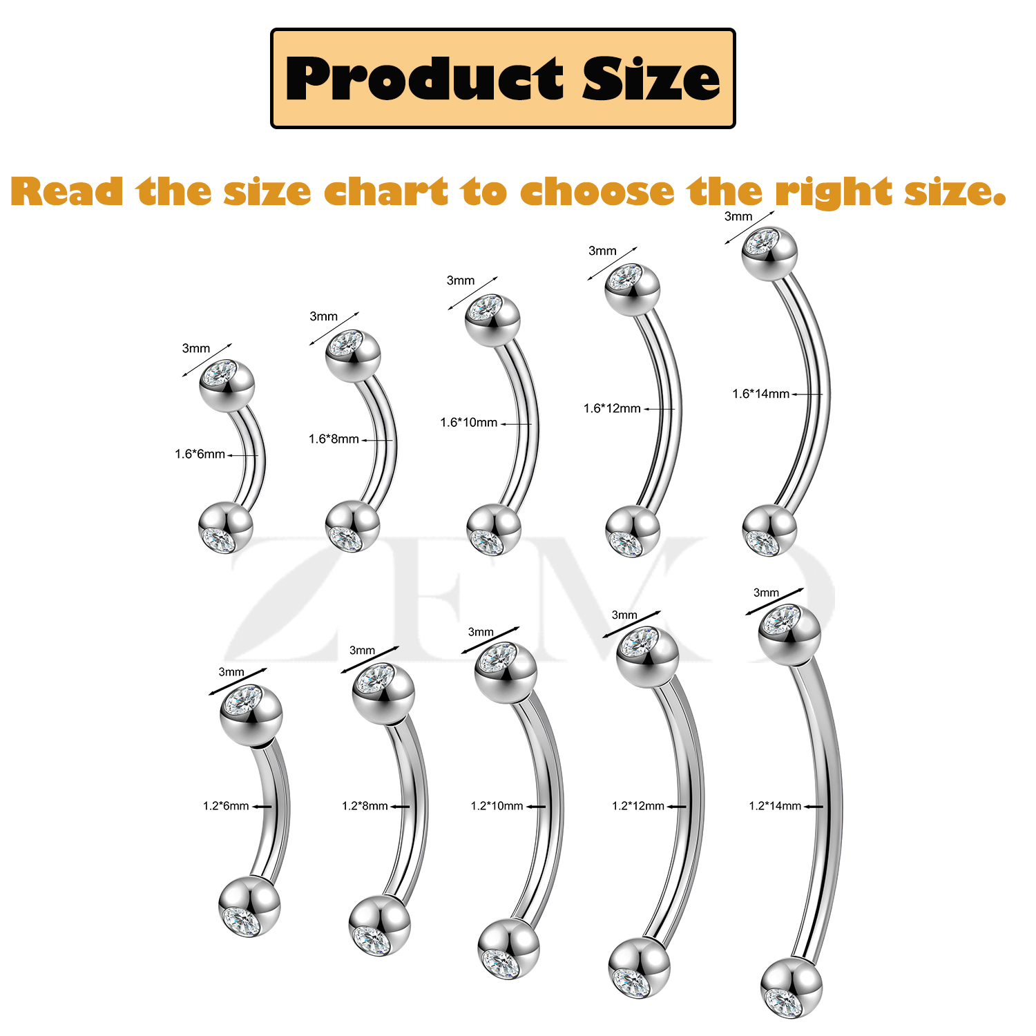 ZEMO 1PC 14/16G Stainless Stee - Rook Curved Barbell ulasan dan harga