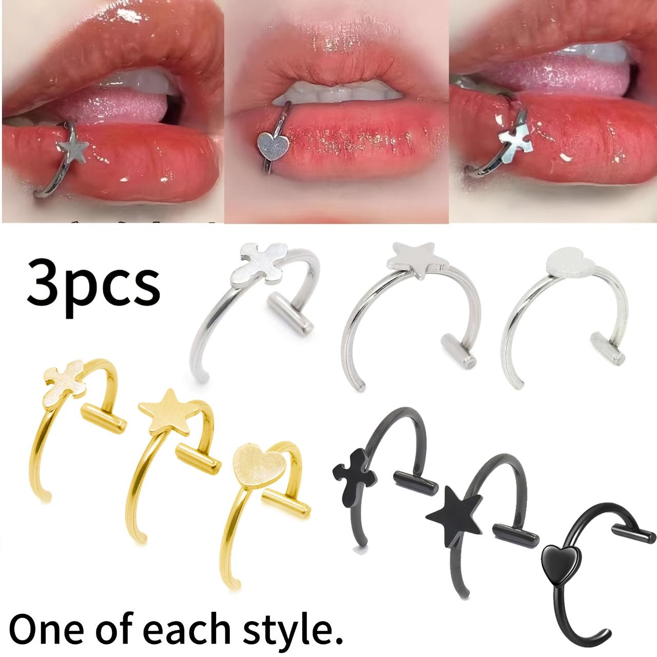 3pcs Stainless Steel Lip Ring  - Body Jewelry Vertical Labret ulasan dan harga