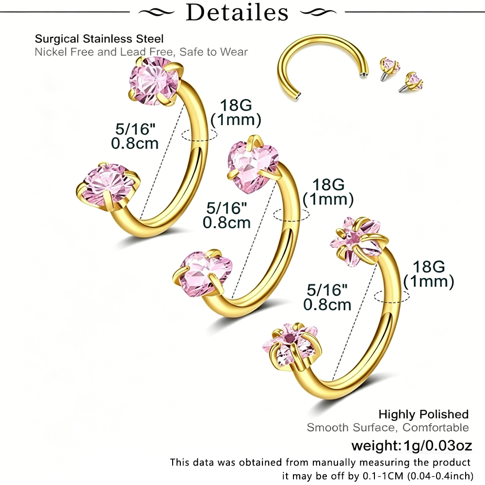 Horseshoe Nose Rings for Women - Body Jewelry Changing Kit ulasan dan harga