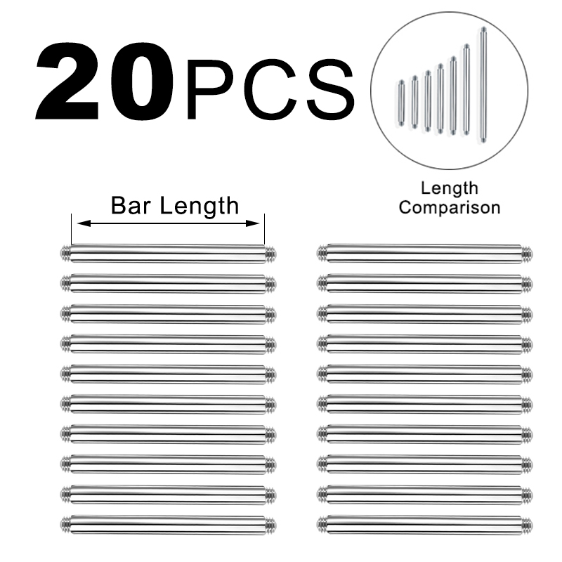 20pcs 14/16G Surgical Steel St - Tongue Barbell Straight ulasan dan harga