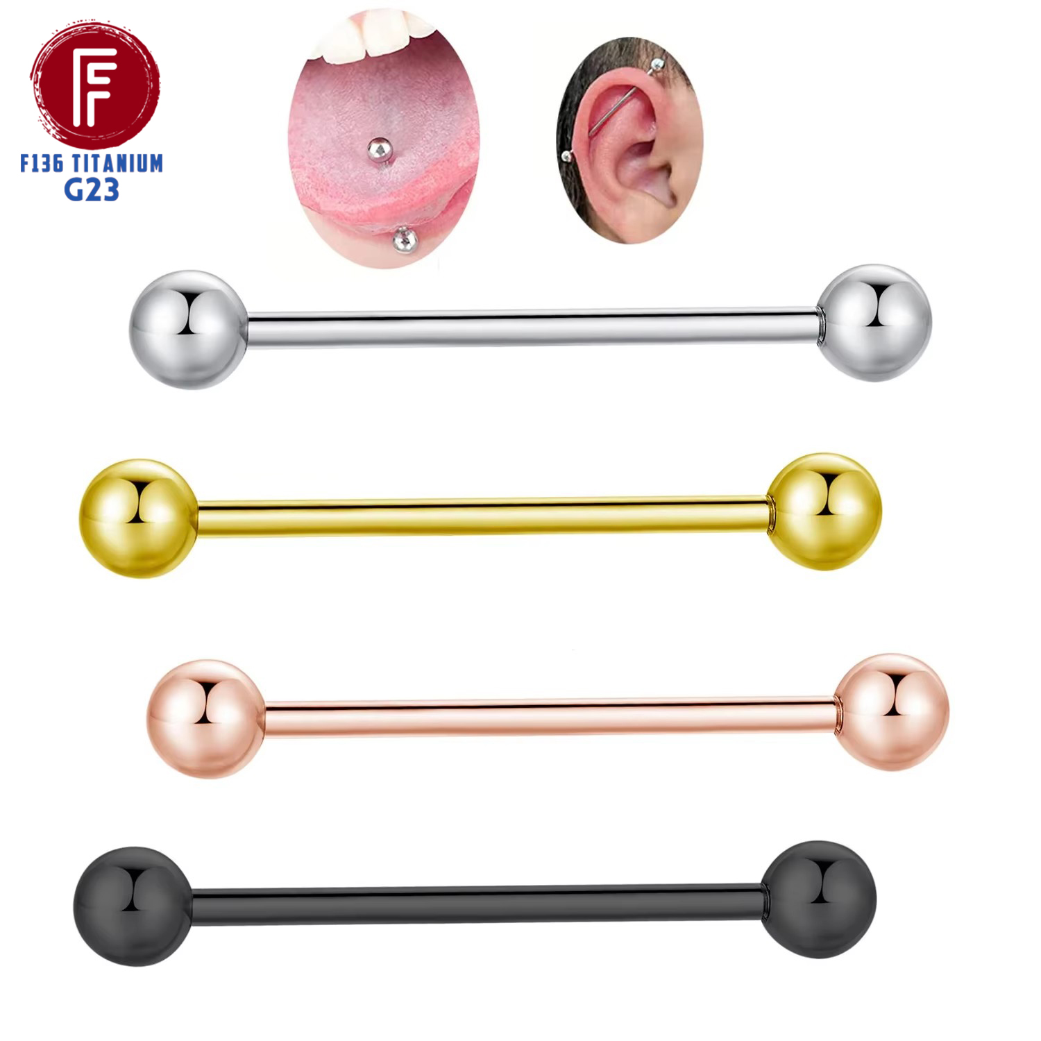 ASTM F136 Titanium Piercing Ba - Tongue Barbell Straight ulasan dan harga