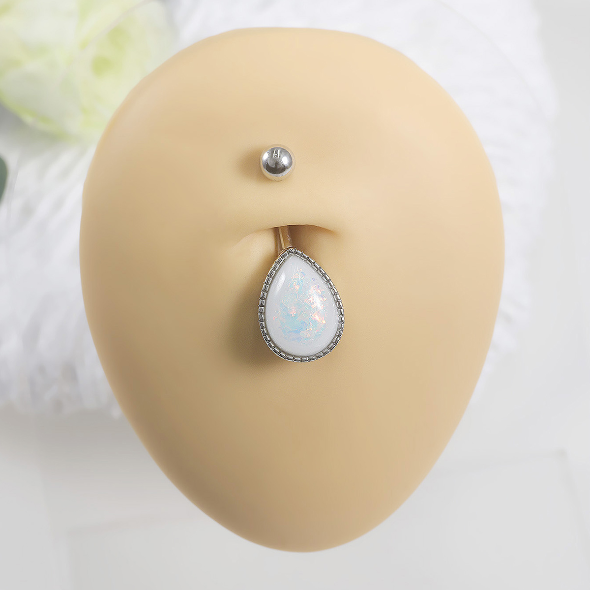1PC  Water Drop Opal Stone Nav - Rook Curved Barbell ulasan dan harga