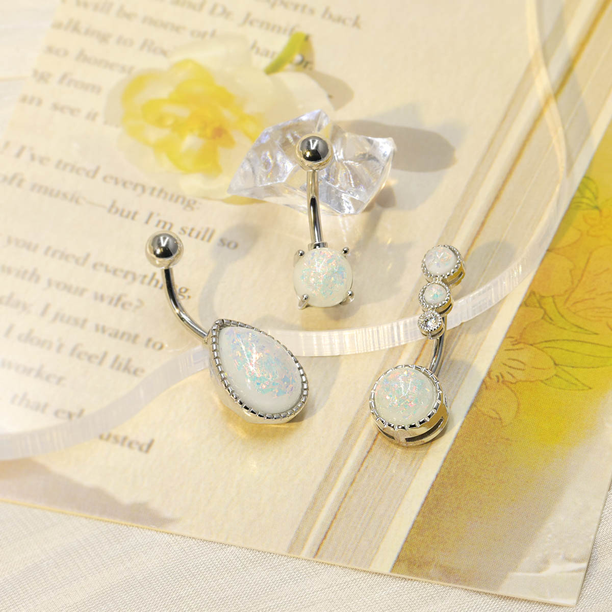 1PC  Water Drop Opal Stone Nav - Rook Curved Barbell ulasan dan harga