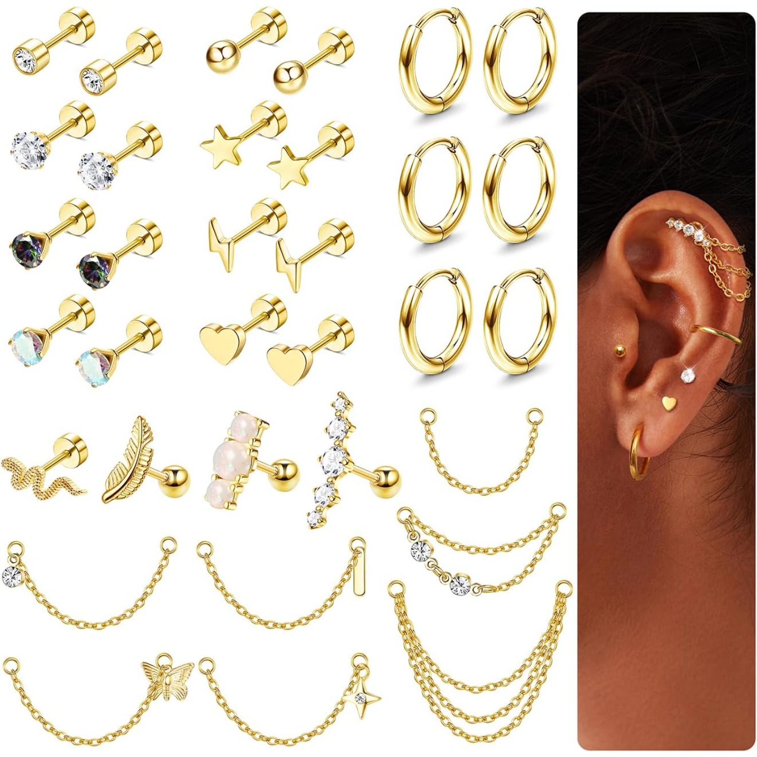 Bobisty 20G Cartilage Earrings - Body Jewelry Changing Kit ulasan dan harga