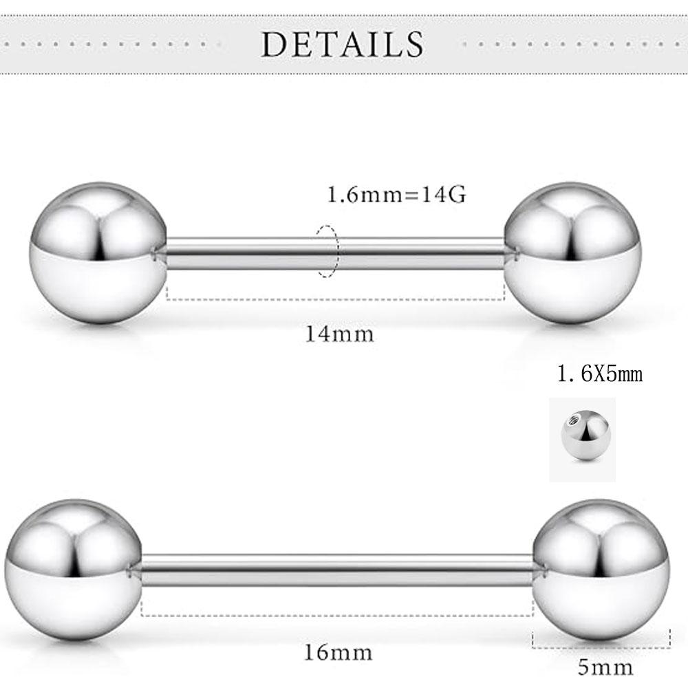 12Pcs Set Tongue Rings Surgica - Tongue Barbell Straight ulasan dan harga