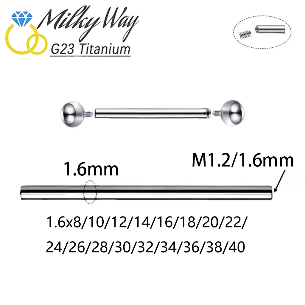 10/50/100PCS Threaded Titanium - Tongue Barbell Straight ulasan dan harga