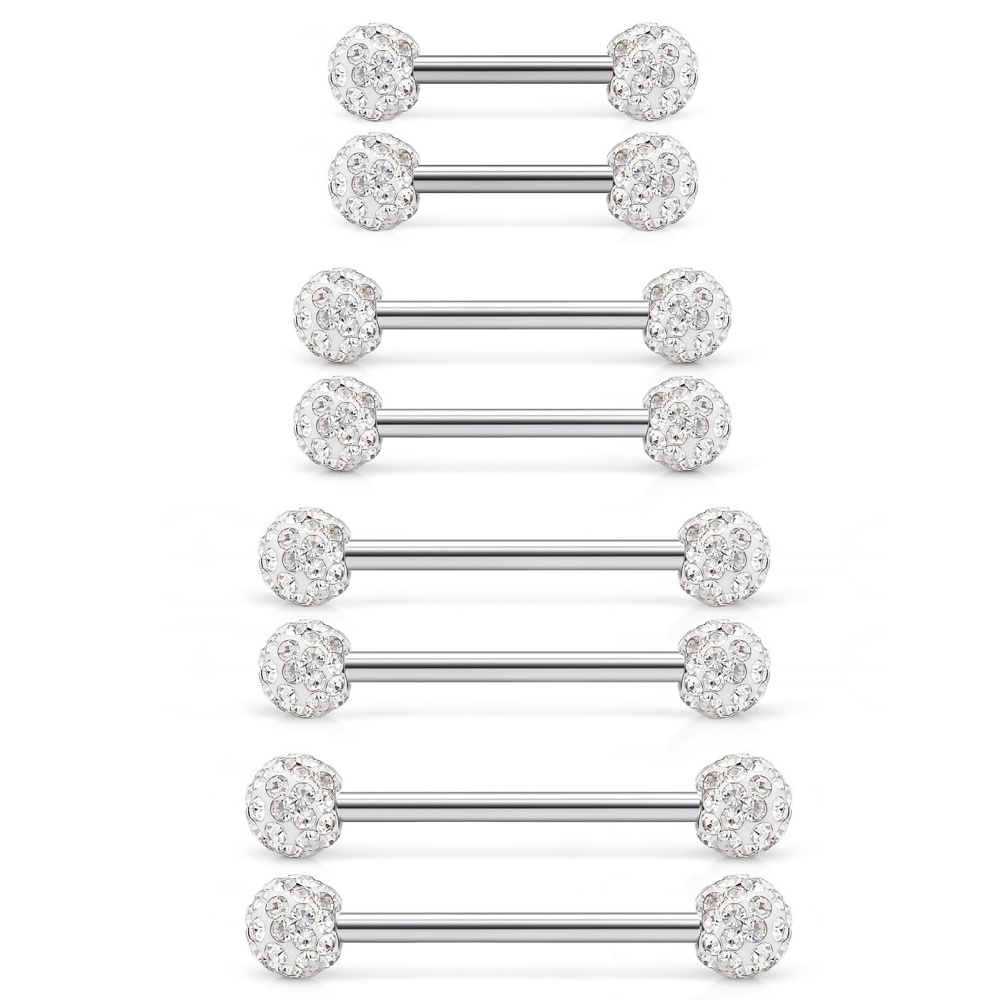 8 Pcs 14G CZ Paved Ball Tongue - Tongue Barbell Straight ulasan dan harga