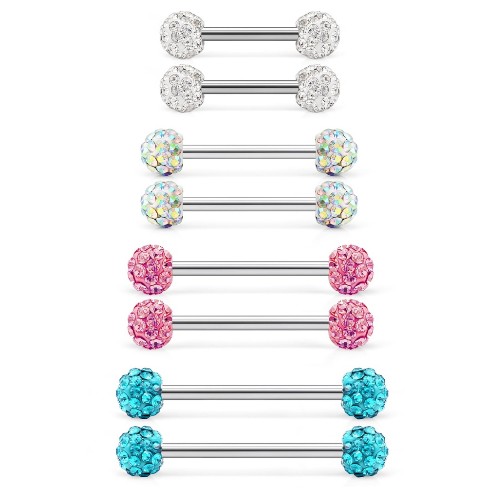 8 Pcs 14G CZ Paved Ball Tongue - Tongue Barbell Straight ulasan dan harga