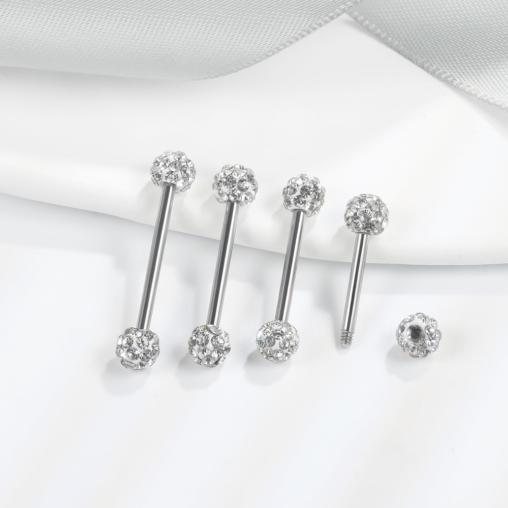 8 Pcs 14G CZ Paved Ball Tongue - Tongue Barbell Straight ulasan dan harga