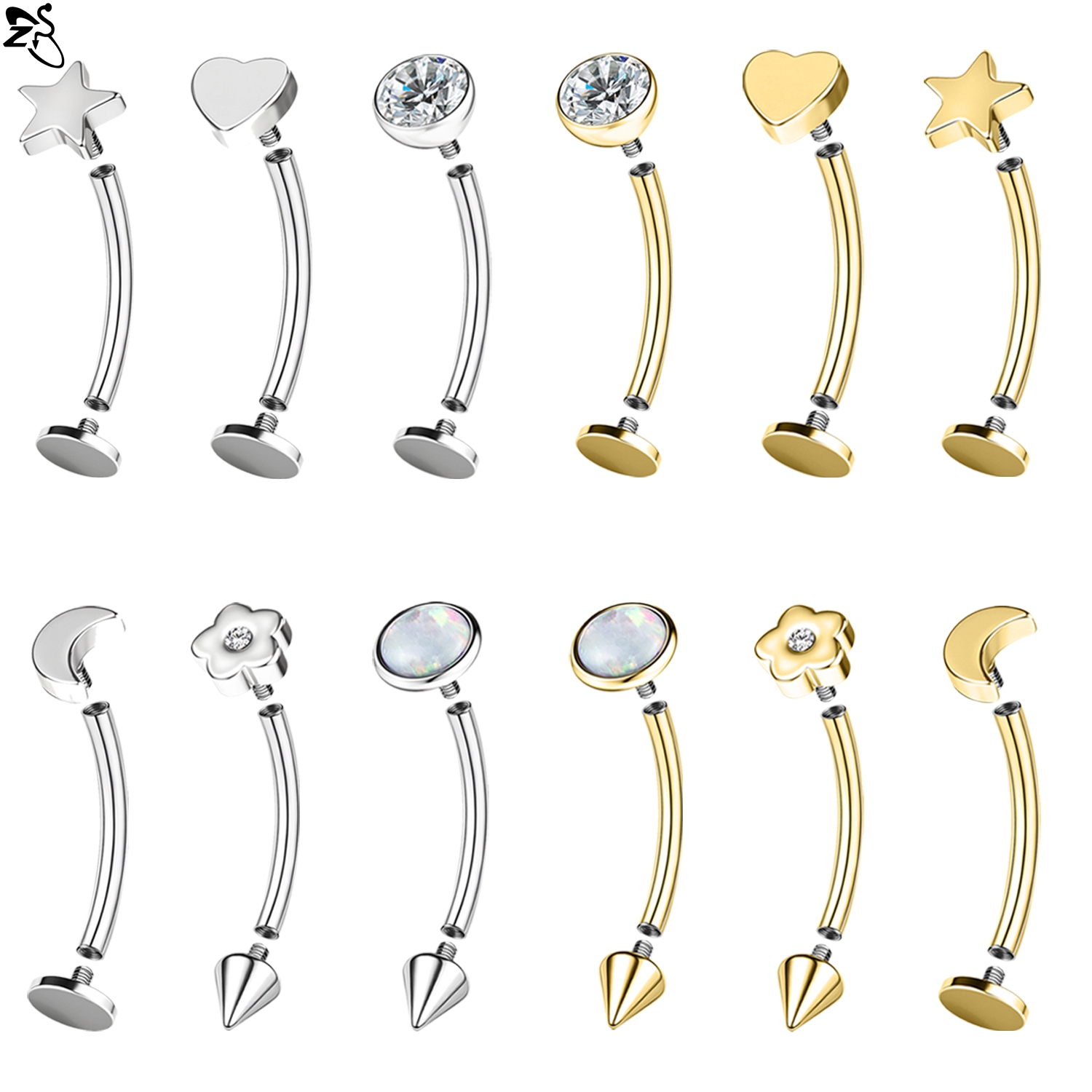 ZS 1 PC 16G Stainless Steel Wi - Rook Curved Barbell ulasan dan harga